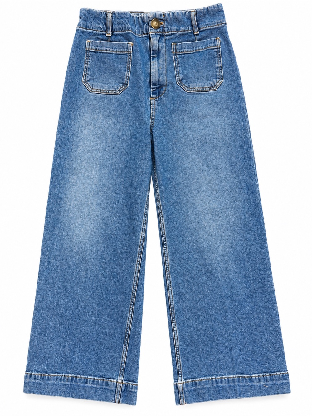 Anthropologie Pilcro Wide Leg Jeans Women 31 Blue Patch Pocket Skipper